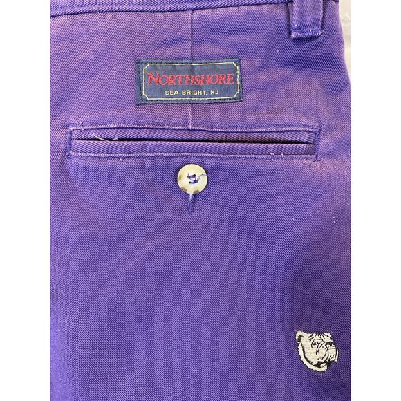 Mens Purple Bulldog Shorts 42 Washed Stoned & Beaten Embroidered 7” Inseam A357 - Picture 3 of 10